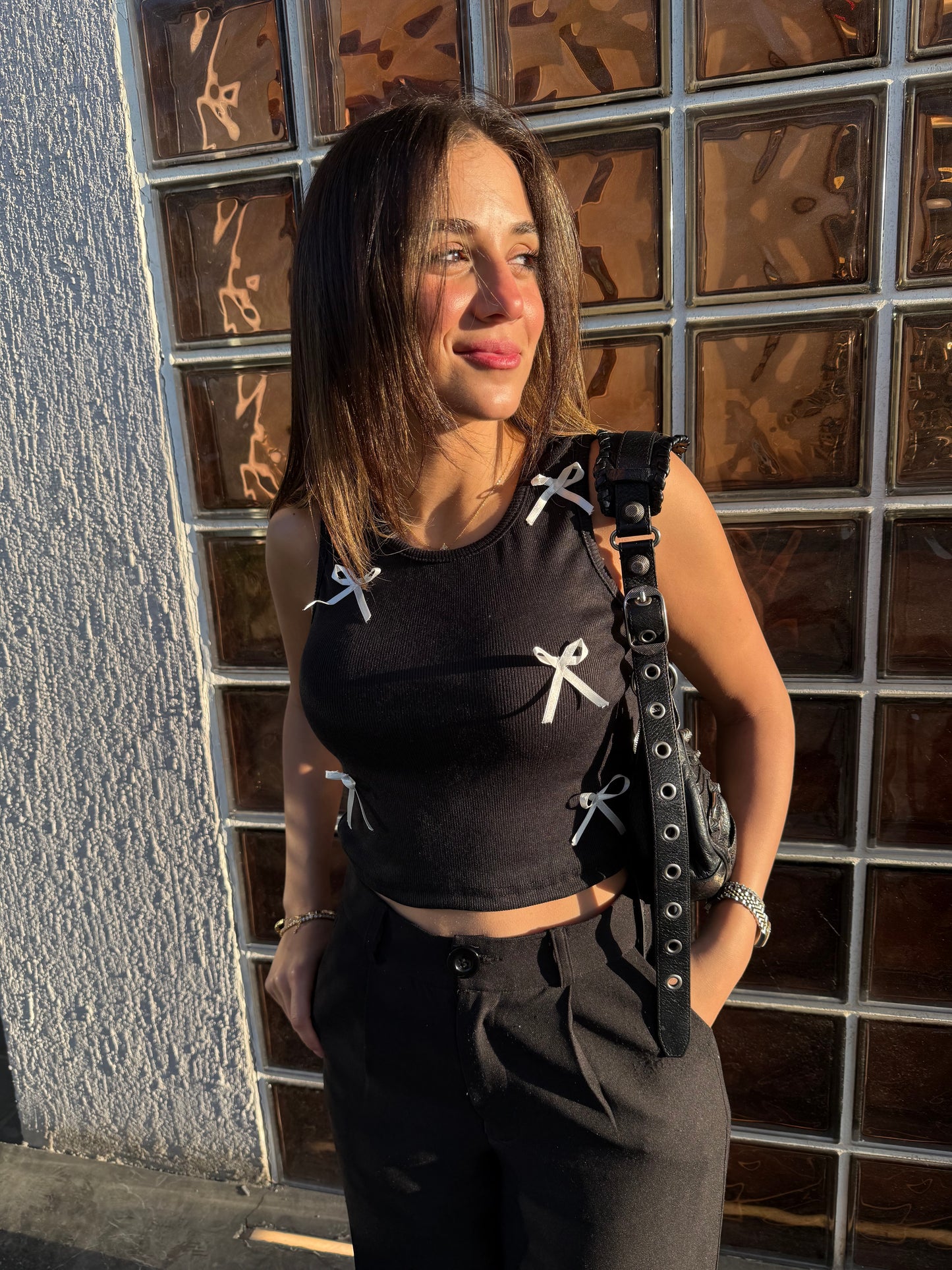 Black Bow Tank Top