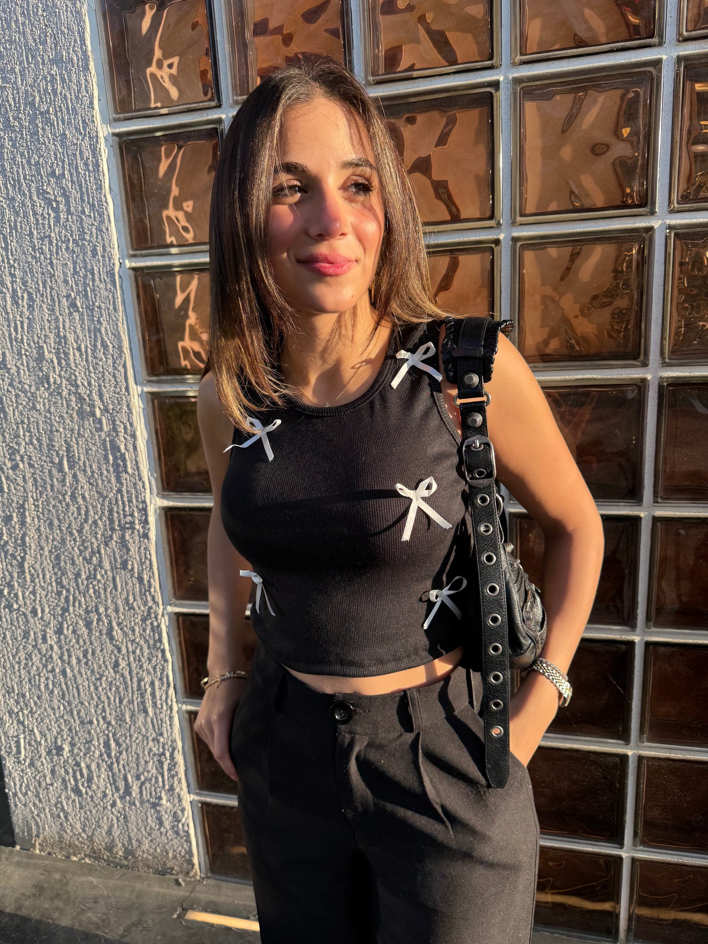 Black Bow Tank Top