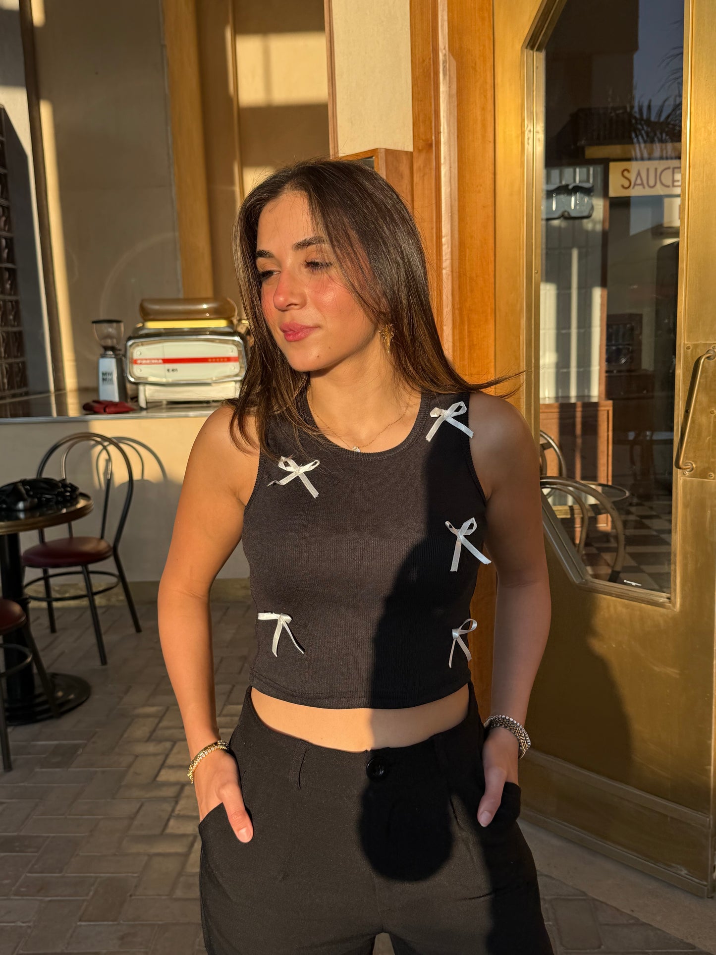 Black Bow Tank Top
