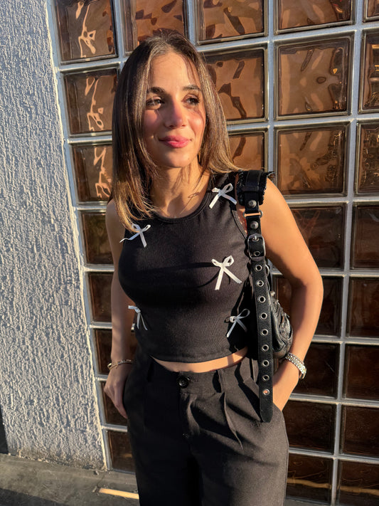 Black Bow Tank Top