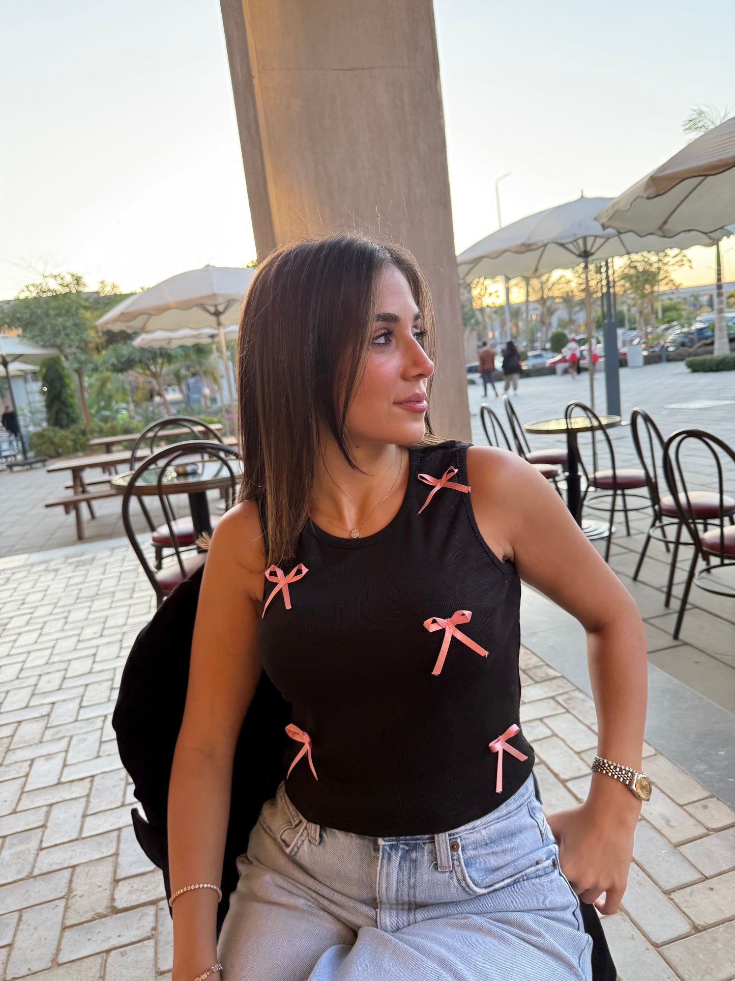 Black Bow Tank Top