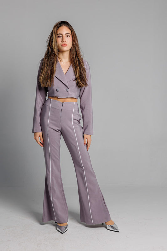 White Lining Flared Pants